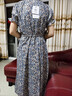 子牧棉麻2025夏裝 女復(fù)古花邊袖碎花a字裙印花收腰顯瘦中長(zhǎng)款連衣裙1142 碎花藍(lán) M (建議90-110斤) 曬單實(shí)拍圖
