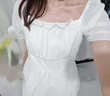 歐迪惠（Oudihui）新款連衣裙2025年夏季女裝衣服收腰顯瘦溫柔風(fēng)法式雪紡裙子女夏天 米白色 M 曬單實拍圖