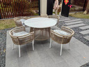 芭芭莎現代休閑戶(hù)外桌椅高檔酒店民宿別墅庭院花園陽(yáng)臺藤編圓桌巖板餐桌 一桌四椅（Φ120圓桌） 曬單實(shí)拍圖