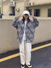 暢登小香風(fēng)扎染外套男士春秋款日系復(fù)古撞色夾克男士潮牌痞帥工裝外套 黑色 M 曬單實拍圖
