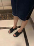 百麗尚熙系列厚底涼鞋女2025夏季新款女鞋百搭休閑一字帶皮面高跟坡跟涼拖 米色 37 曬單實拍圖