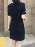 FILA FUSION斐樂(lè )潮牌女子針織連衣裙2025夏新款休閑V領(lǐng)短袖連身裙 正黑色-BK S 曬單實(shí)拍圖