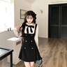 唐思薇法式掐腰感顯高吊帶連衣裙子女2025年新款開春漂亮學院風背帶長裙 【黑色假兩件連衣裙】 M 45/55kg 曬單實拍圖