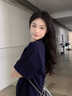 S·J·V·K藏藍色純棉短袖t恤女2025新款夏季正肩趣味印花半袖寬松顯瘦上衣 藏藍色【純棉重磅230g】 L （適合110-125斤） 曬單實拍圖