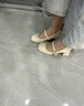 大東瑪麗珍鞋女鞋2026春季新款時(shí)尚舒適簡(jiǎn)約方頭珍珠套腳單鞋0011 米色 【6cm粗跟瑪麗珍 37 曬單實(shí)拍圖