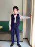 DOMIAMIAKIDS男童禮服花童西裝小男生兒童合唱服鋼琴演出服主持人畢業(yè)服裝 藏青色馬甲短袖四件套 140 （身高130-140/體重58-68斤） 曬單實(shí)拍圖