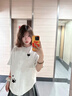 燦圖純棉短袖t恤女夏季新款寬松潮流五分半袖貓爪印花高級感小眾上衣 白灰色 M 【建議80-100斤】 曬單實拍圖