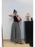 Jret格子休閑褲女九分夏季褲女慵懶寬松顯瘦薄款高腰闊腿長褲裙褲 格子【質(zhì)量保證】 L【120-135斤】 曬單實拍圖