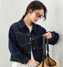 梵希蔓深牛仔藍復古牛仔外套女2025春季新款休閑通勤寬松顯瘦上衣 73796 深牛仔藍 M 曬單實(shí)拍圖