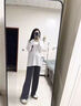 晴碧琳新款孕婦褲子春夏外穿夏天小個子無托腹抽繩直筒闊腿長褲春裝 抽繩直筒褲【灰色】 2XL（125-135斤） 曬單實拍圖