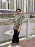 桂依鳥奶奶裝夏裝2025新中式中老年女裝60-80歲老年人衣服套裝媽媽裝 綠色七分袖+闊腿褲 3XL 推薦115-130斤 曬單實拍圖