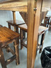 實木餐桌椅組合面館小吃燒烤火鍋店商用碳化飯店桌椅餐廳快餐桌椅 長140寬70高73 一桌兩凳 曬單實拍圖