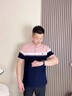 MAGIOPY奢侈高端品牌polo衫男2025夏季新款翻領(lǐng)條紋透氣商務(wù)休閑短袖T恤 豆沙粉 L 曬單實(shí)拍圖