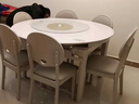 茗序流晶石實(shí)木餐桌椅組合大小戶型可伸縮折疊圓桌方圓兩用家用飯桌子 1.35米一桌4椅【帶隱藏電磁爐】 曬單實(shí)拍圖