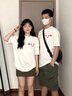 笙韻【兩件裝】情侶裝夏季結(jié)婚短袖t恤一男一女套裝團(tuán)體班服定制衣服  白色男+白色女(笑臉） M 男+女S 曬單實(shí)拍圖