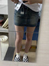 FSHE復(fù)古牛仔半身裙女2025新款夏季高腰a字顯瘦辣妹包臀短裙百搭時尚 復(fù)古藍(lán)【含內(nèi)襯】 S 86-95斤 曬單實拍圖