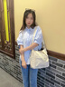 佐敘襯衫女中袖襯衣2025夏季新款女裝寬松設(shè)計感上衣休閑女士半袖小衫 淺藍色 當/次日達 S （80-100斤） 曬單實拍圖