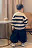 蓓馨貝（Beixinbei）男童春裝三件套一歲男寶寶衣服1-3歲兒童裝韓版針織毛衣開衫套裝4 黑色條紋毛衣套裝 常規(guī) 90 建議1歲左右 曬單實拍圖