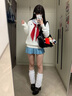 心楠jk制服裙日系水藍(lán)色夏校供感格裙a字半身裙高腰百褶裙學(xué)院風(fēng)短裙 藍(lán)色單件格裙39cm【S碼】 曬單實(shí)拍圖