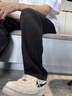 遙渠（YAO QU）冰絲闊腿褲子男款夏季薄款2025新款潮流學(xué)生百搭拖地直筒休閑長褲 黑色 XL 曬單實(shí)拍圖