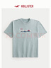 HOLLISTER24夏款美式情侶重磅寬松短袖T恤男裝女裝KI323-4361 淺綠色 XL (180/116A) 曬單實(shí)拍圖
