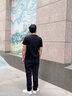 卡賓（CABBEEN）【四面彈】休閑褲男時(shí)尚潮流反光銀印花褲子潮牌春秋長(zhǎng)褲子男褲 煤黑色01 XL /180/52 曬單實(shí)拍圖