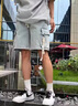 凰梡工裝牛仔短褲男士夏季薄款潮牌休閑中褲男生寬松大碼五分褲子男款 淺藍色 XL 曬單實拍圖