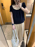 漫蔻依夏季新款學(xué)院風(fēng)軟妹甜美蕾絲花邊襯衫上衣女學(xué)生韓版百搭短袖襯衣 藏青色 M 【關(guān)注店鋪送小禮物】 曬單實(shí)拍圖