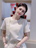 拉夏貝爾（La Chapelle）新中式國風短袖T恤女裝2025年夏季新款氣質簡約小個子女士上衣服 杏色 L 曬單實拍圖