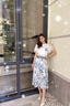 VEOX連衣裙套裝女2025夏季時尚洋氣顯瘦流行氣質(zhì)女士碎花半身裙兩 藍色套裝(上衣+裙子) L _建議[105-120斤] 曬單實拍圖