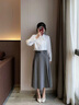 造夢(mèng)伊人輕奢長(cháng)袖西裝女裝套裝新款西服正裝面試通勤商務(wù)休閑套裙 灰色西裝+裙 S 曬單實(shí)拍圖