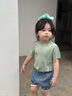 幼歌（YOUGE）夏新新款嬰幼兒透氣萊賽爾軟牛仔花苞兒童甜美百搭短褲 淺藍 90 cm 曬單實(shí)拍圖