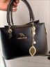 生日禮物送老婆包包女包牛皮紋手提包女士單肩包大容量媽媽斜挎包 黑色款二 曬單實(shí)拍圖