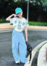 魅樂凱女童爵士舞服裝街舞兒童潮服嘻哈走秀表演服少兒hiphop演出服套裝 藍(lán)衣+背心+藍(lán)褲+方巾 150 （尺碼標(biāo)準(zhǔn)） 曬單實(shí)拍圖