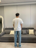 卡賓（CABBEEN）【酵洗石磨】2025夏季高街長(cháng)褲垂感直筒慵懶闊腿寬松牛仔褲男 蔚藍色47（寬松版型） 32 /180/XL 曬單實(shí)拍圖