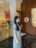 clotho Rennie品牌女裝新中式連衣裙女2025夏季新款休閑簡約修身遮肚子顯瘦裙子 豆綠色 M 曬單實拍圖