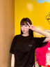 棉致美式字母印花純棉圓領(lǐng)短袖t恤女夏季2025新款休閑五分袖半袖上衣 814205黑色【高品質(zhì)20.5】 L 100-115斤 曬單實(shí)拍圖