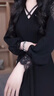 可蓓兒鏤空蕾絲邊長袖連衣裙女2025春季新款廣州十三行爆款黑色裙子 M 曬單實拍圖