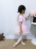 南瓜精靈兒童舞蹈服夏季女童練功服形體服芭蕾舞蓬蓬裙幼兒中國舞演出服裝 粉色【短袖】 105 （建議90-105cm22-25斤)） 曬單實拍圖