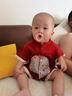 G.DUCKKIDS小黃鴨童裝嬰兒衣服夏季薄款哈衣男女寶寶夏裝周歲百天連體衣爬服 紅色 90cm (建議80-90cm 1-2周歲） 曬單實拍圖