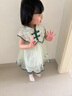 迪士尼女童旗袍刺繡紗裙兒童裝夏季中國(guó)風(fēng)復(fù)古女寶寶夏裝公主裙連衣裙 綠色 90 cm 曬單實(shí)拍圖