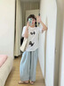 ELLIE & LUKE孕婦褲子2025新款夏季薄款外穿小個(gè)子直筒休閑運動(dòng)褲山本闊腿褲子 霧藍色 XL 曬單實(shí)拍圖