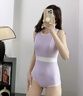 速比濤（Speedo）25年新款連體三角泳衣女摩登系列性感露背遮肚修身顯瘦溫泉游泳衣 紫色【網(wǎng)紗高腰線(xiàn),,優(yōu)化身型】 M (34) 身高165/體重50-57kg 曬單實(shí)拍圖