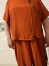 俞兆林（YUZHAOLIN）母親節(jié)中年媽媽夏裝棉麻套裝國風(fēng)2025新款中老年人棉綢女裝夏季 桔紅色套裝 2XL 建議105-120斤 曬單實拍圖