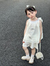 G.DUCKKIDS童裝女童套裝夏季25新款兒童衣服女寶寶夏裝洋氣吊帶上衣短褲女孩 米色 100尺碼2~3歲【 90-100cm】 曬單實(shí)拍圖