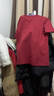 依如風(fēng)重磅純棉短袖t恤男夏季新款青少年大碼五分半袖男體恤衫衣服男裝 酒紅色 XL （120-140斤） 曬單實(shí)拍圖
