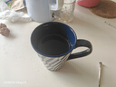 悠瓷（youcci）創(chuàng  )意大杯子家用陶瓷牛奶杯咖啡杯大容量敞口水杯情侶馬克杯大號 藍色錐形手繪杯-斑馬線(xiàn)帶勺 曬單實(shí)拍圖
