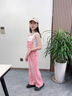 女童春裝套裝2025新款美式復(fù)古大童背帶褲時(shí)髦秋夏季女孩兩件套潮 粉色背帶褲 160cm 曬單實(shí)拍圖