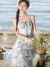 棉致法式藍(lán)色碎花吊帶連衣裙女收腰長裙春夏2025新款開衫配裙子兩件套 吊帶裙+開衫 【套裝】 M 建議95-110斤 曬單實(shí)拍圖