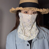 SOMUBAY 日系小碎花夏季全臉防曬面罩女騎行防紫外線面紗遮脖護頸脖套 白色 均碼 均碼 曬單實拍圖